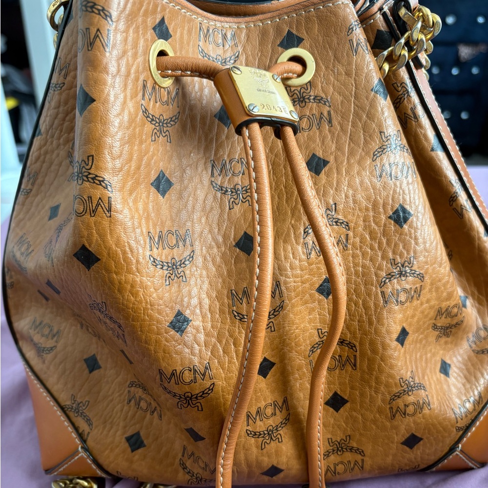 MCM Cognac Visetos Shoulder Bag